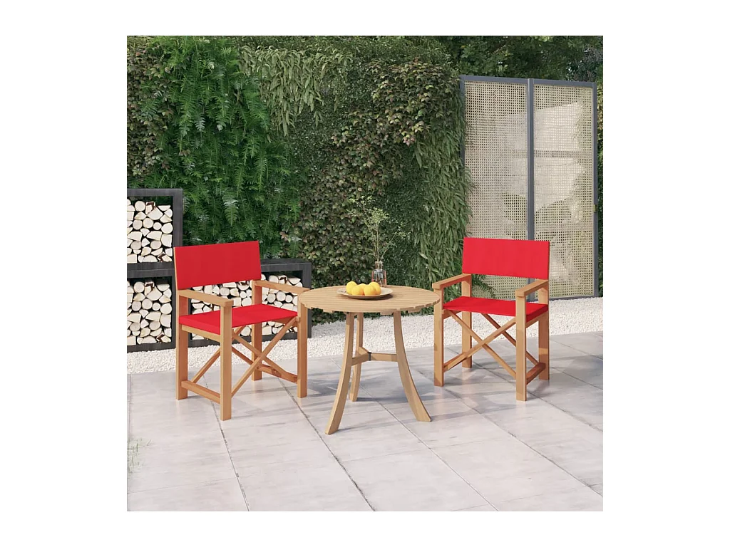 Regisseursstoelen 2 st massief teakhout rood NL59150