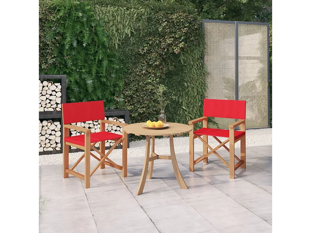 Regisseursstoelen 2 st massief teakhout rood NL59150