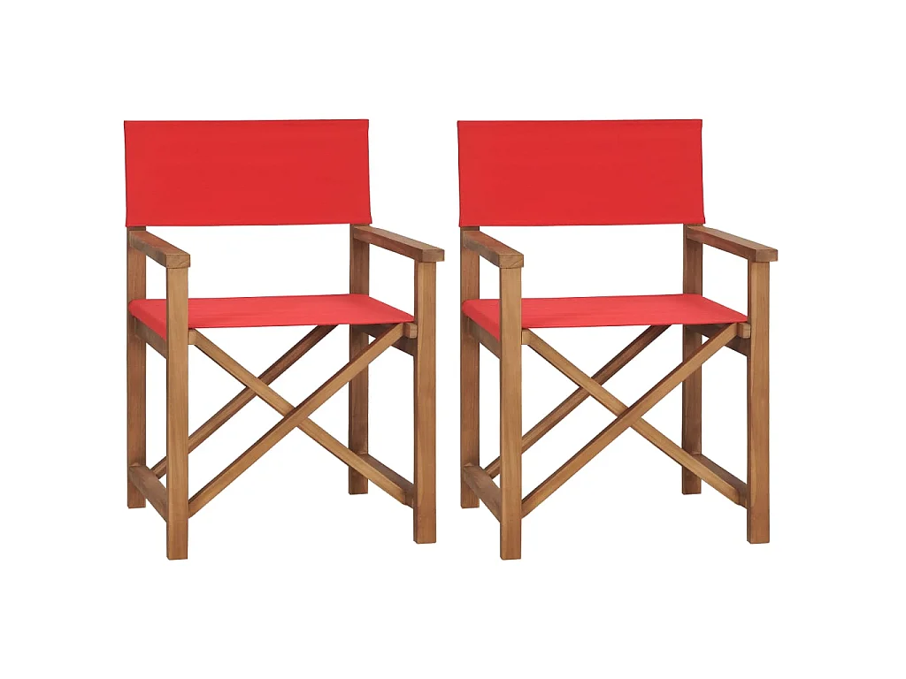 Regisseursstoelen 2 st massief teakhout rood NL59150