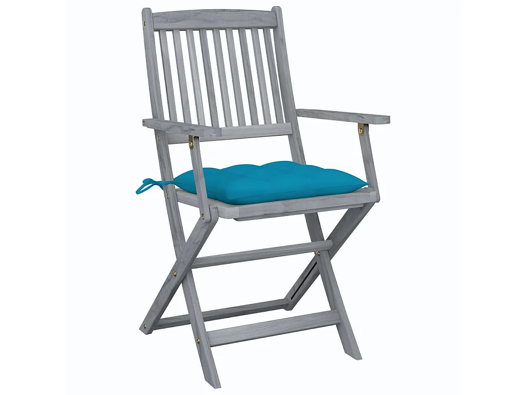 Chaises pliables d'extérieur 2 pcs avec coussins Bois d'acacia SEF32676