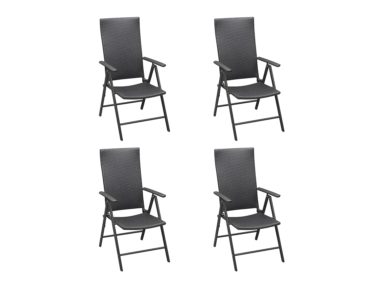 Chaises de jardin 4 pcs Résine tressée Noir SEF88432