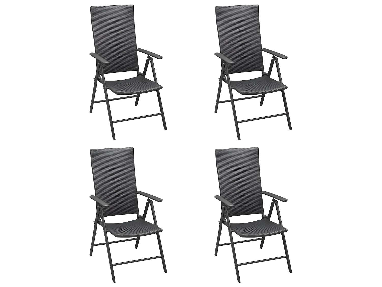Chaises de jardin 4 pcs Résine tressée Noir SEF88432