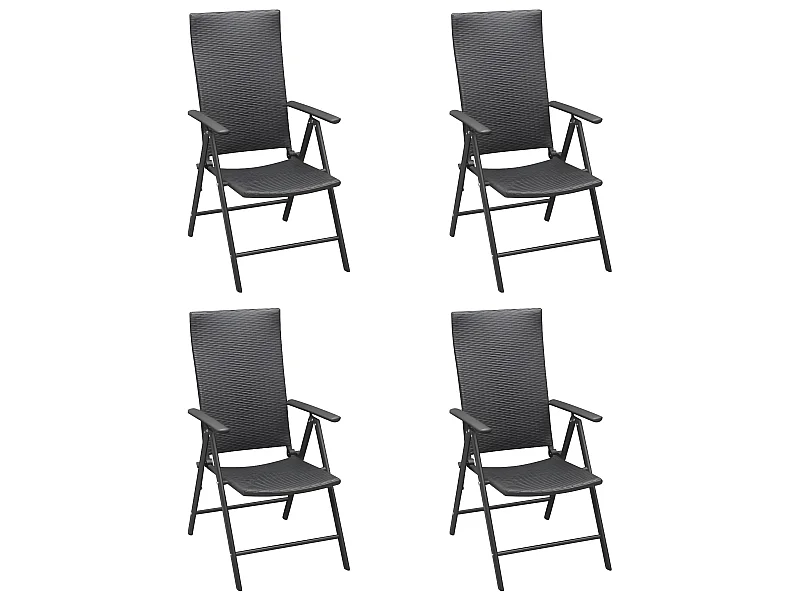 Chaises de jardin 4 pcs Résine tressée Noir SEF88432