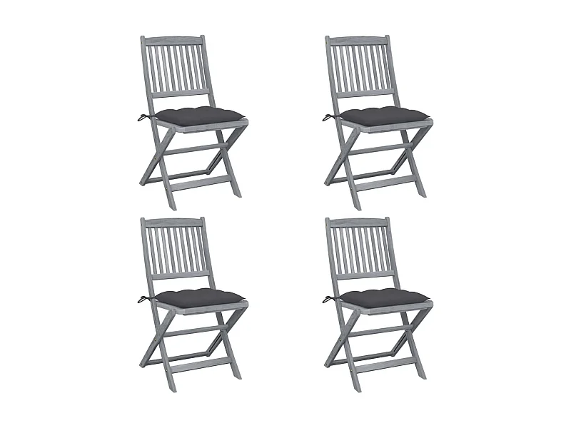 Klappbare Gartenstühle 4 Stk.| Outdoor-Stuhl mit Kissen Massivholz Akazie -gkd898445