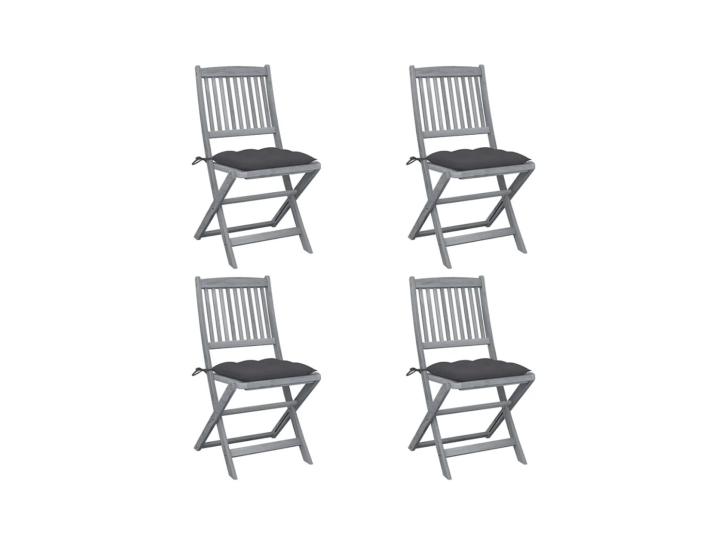Chaises pliables d'extérieur 4 pcs avec coussins Bois d'acacia SEF62900