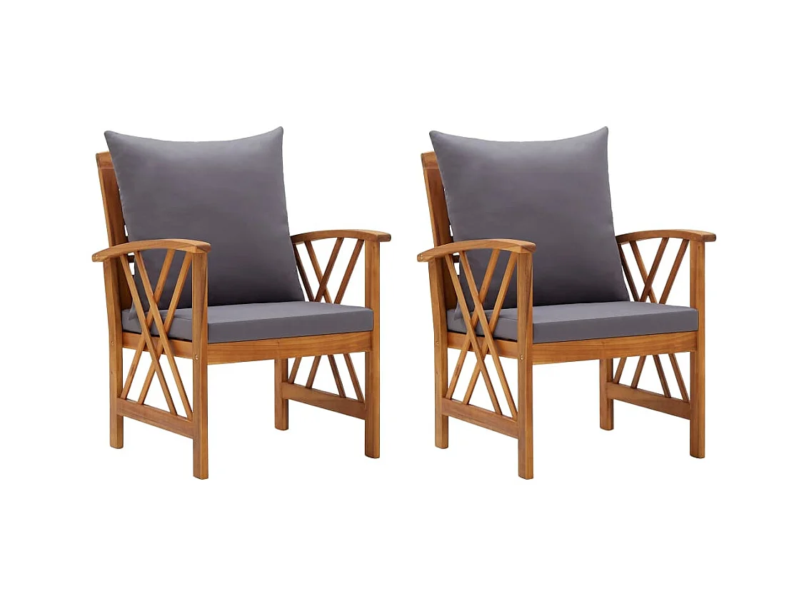 Chaises de jardin avec coussins 2 pcs Bois d'acacia massif SEF69423
