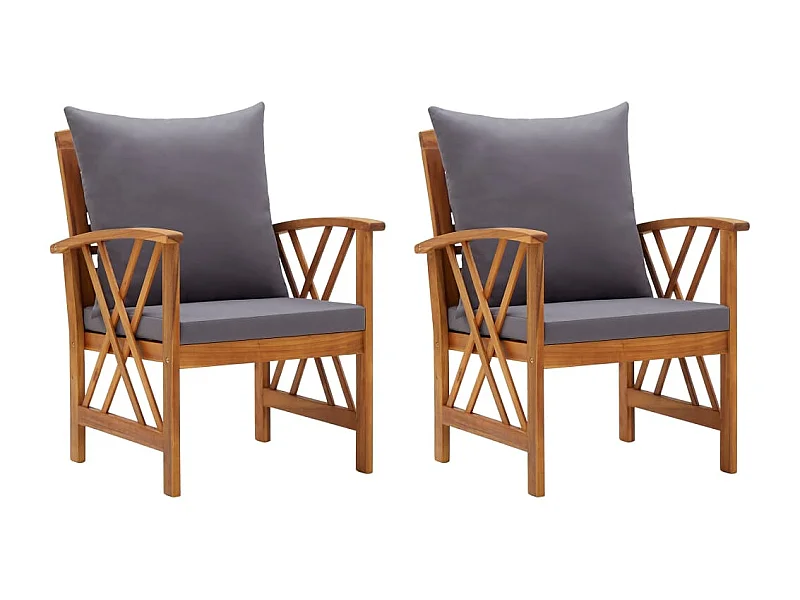 Chaises de jardin avec coussins 2 pcs Bois d'acacia massif SEF69423