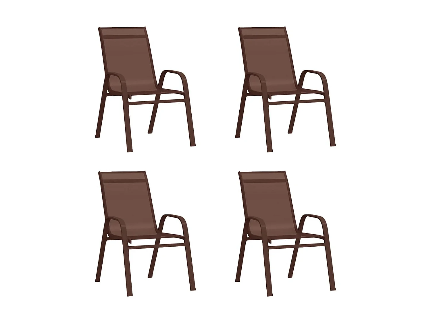 Chaises empilables de jardin 4 pcs Marron Tissu textilène SEF88952