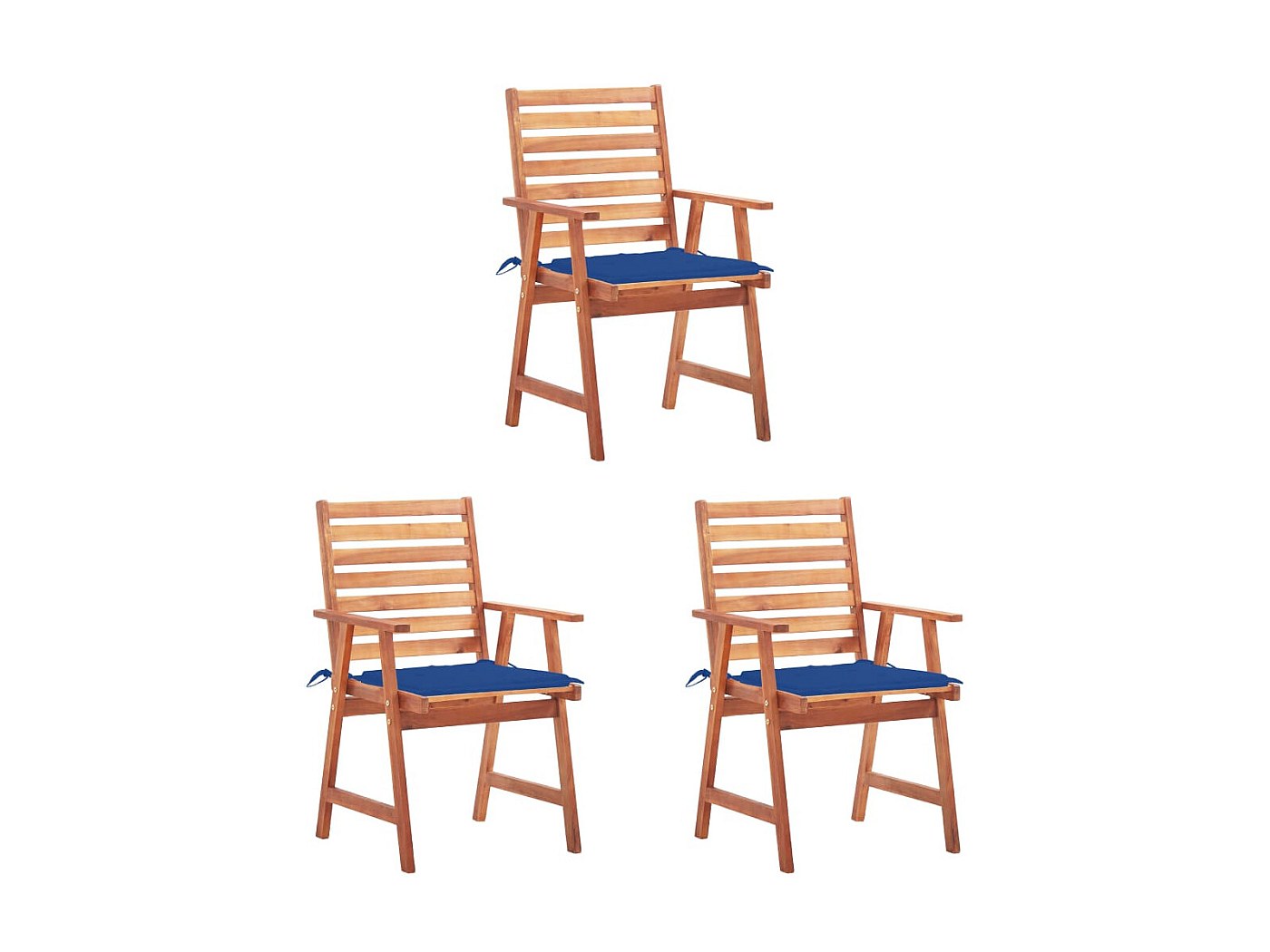 Juego De 8 Sillas De Jardín Plegables Con Cojines De Madera De Acacia