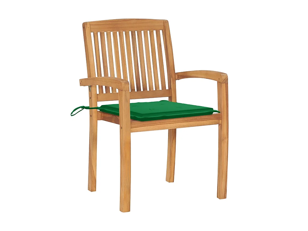 Chaises de jardin 2 pcs avec coussins vert Bois de teck massif SEF77089