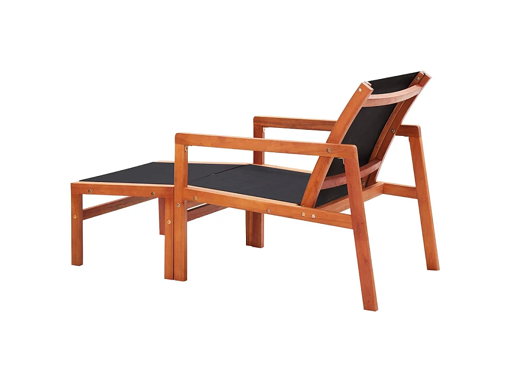 Silla de jardín con reposapiés madera de eucalipto y textilene ES28295