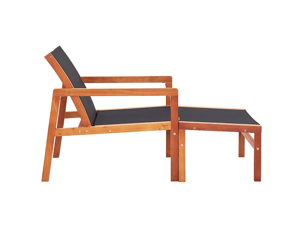 Chaise de jardin et repose-pied Eucalyptus solide et textilène SEF42552