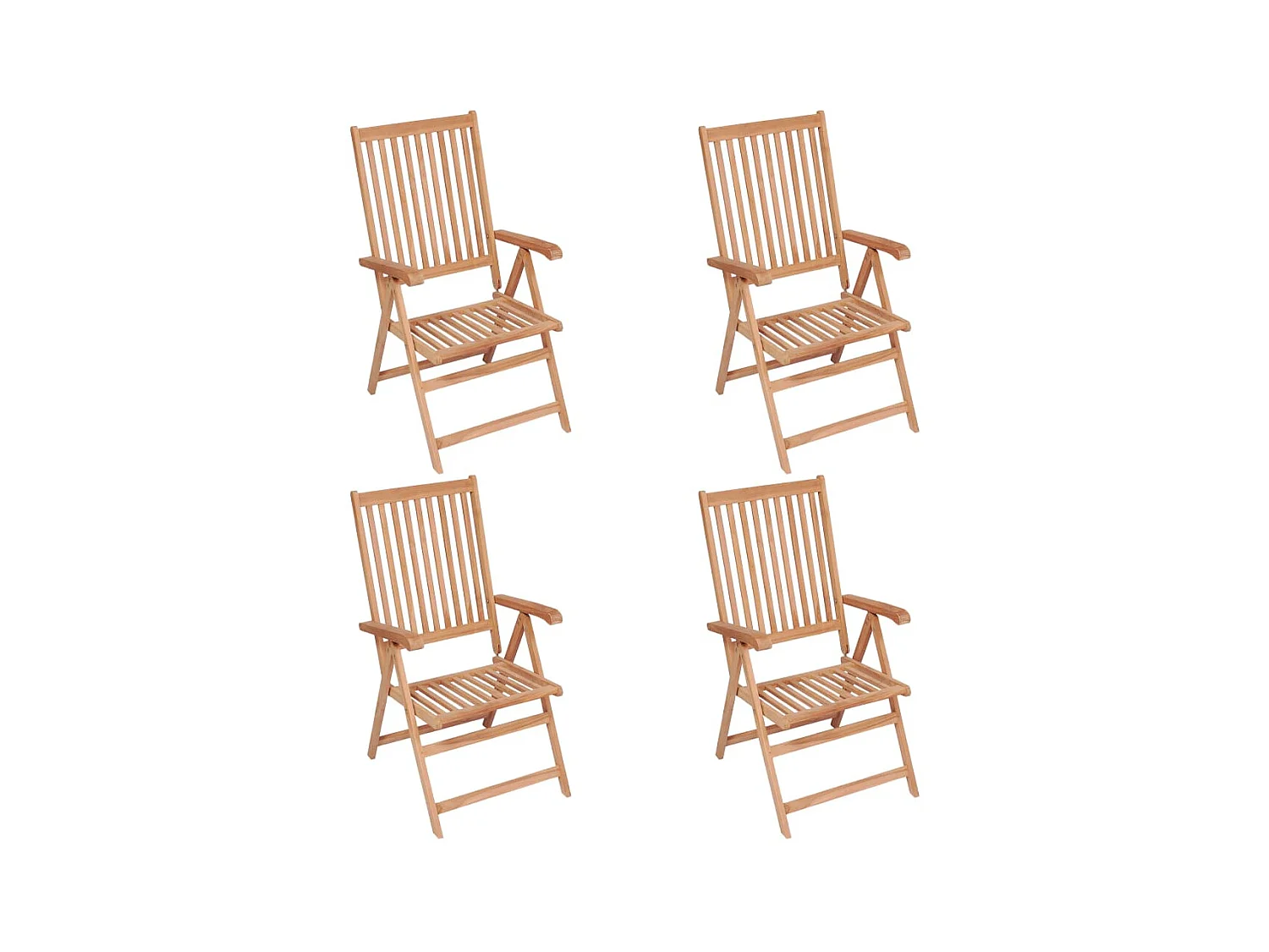 Chaises inclinables de jardin 4 pcs Bois de teck solide SEF52771