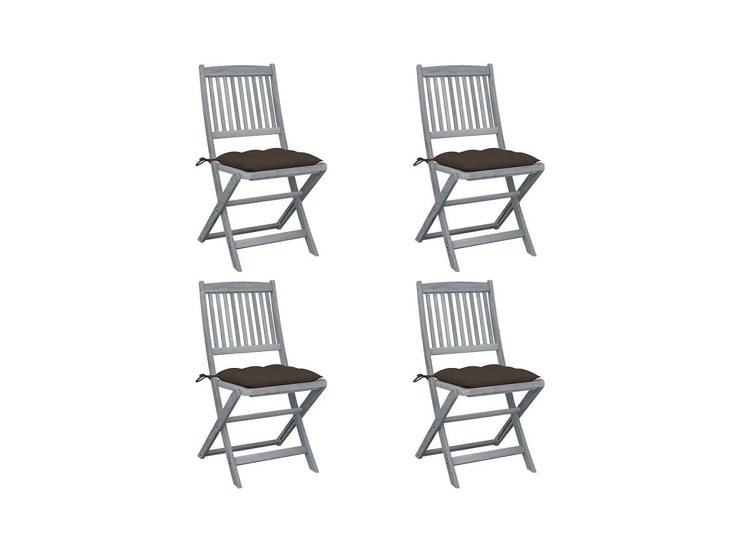 Chaises pliables d'extérieur 4 pcs avec coussins Bois d'acacia SEF60361