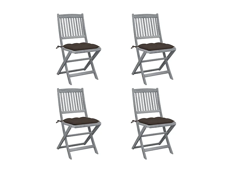Chaises pliables d'extérieur 4 pcs avec coussins Bois d'acacia SEF60361