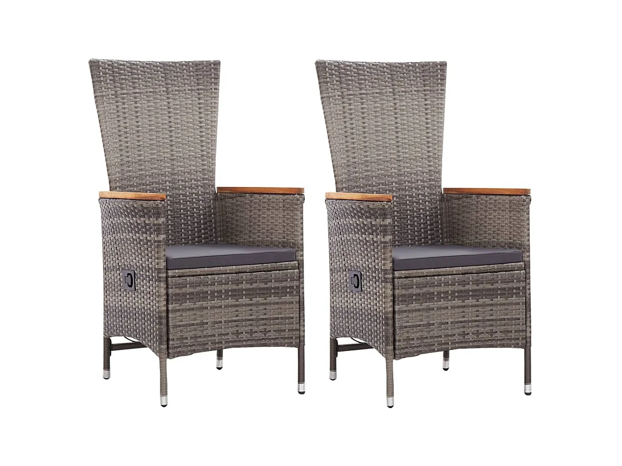 Chaises d'extérieur 2 pcs avec coussins Résine tressée Gris SEF84522