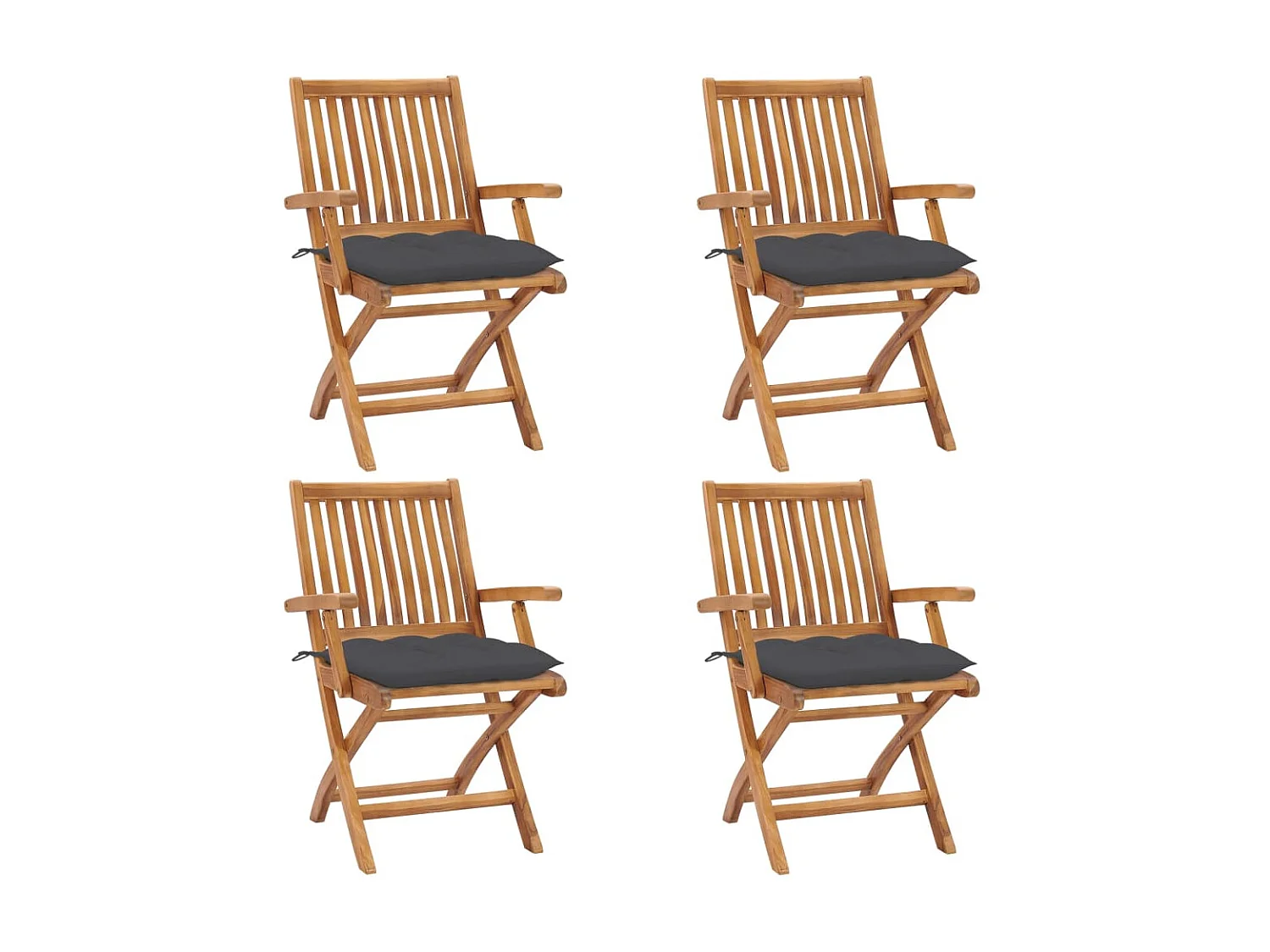 Chaises pliables de jardin avec coussins 4 pcs Teck solide SEF39054