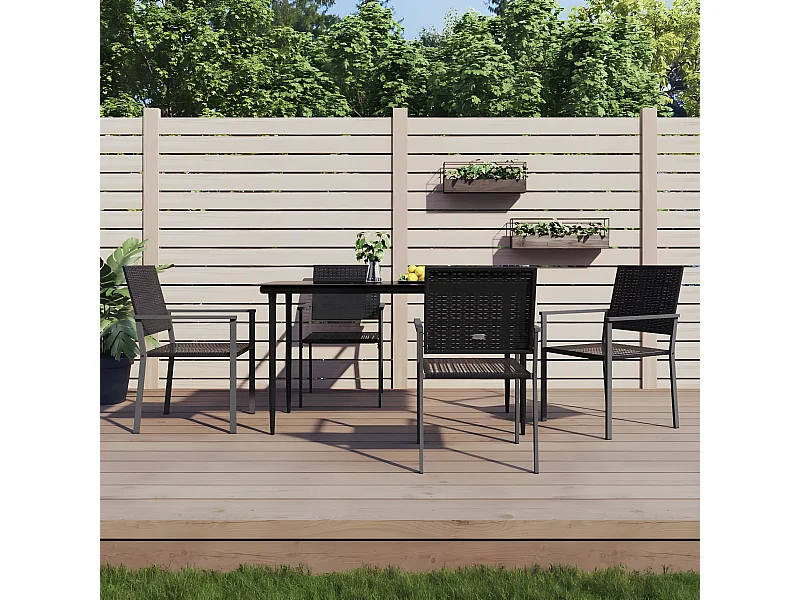 Chaises de jardin lot de 4 noir 54x62,5x89 cm résine tressée SEF27295