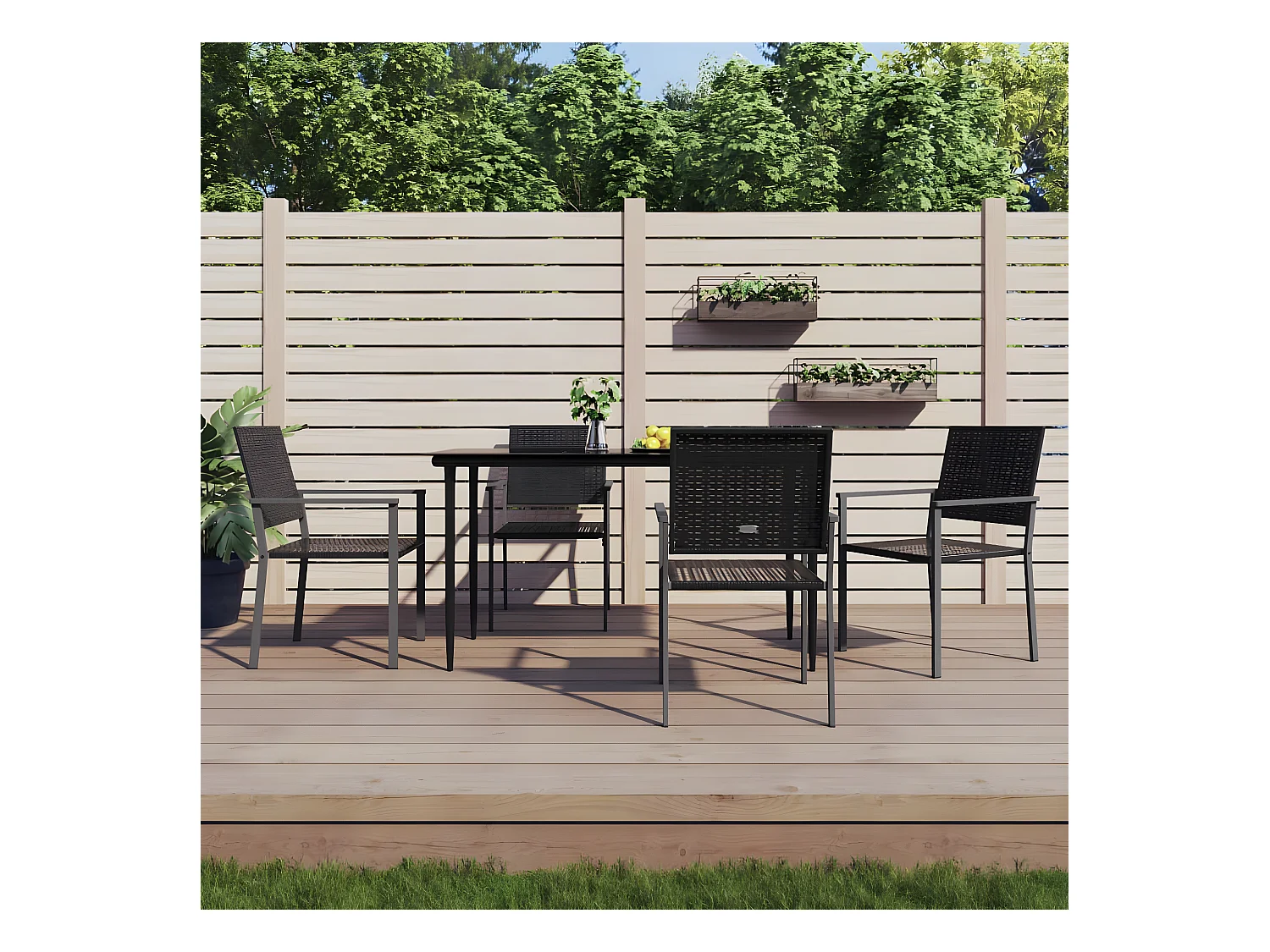 Chaises de jardin lot de 4 noir 54x62,5x89 cm résine tressée SEF27295