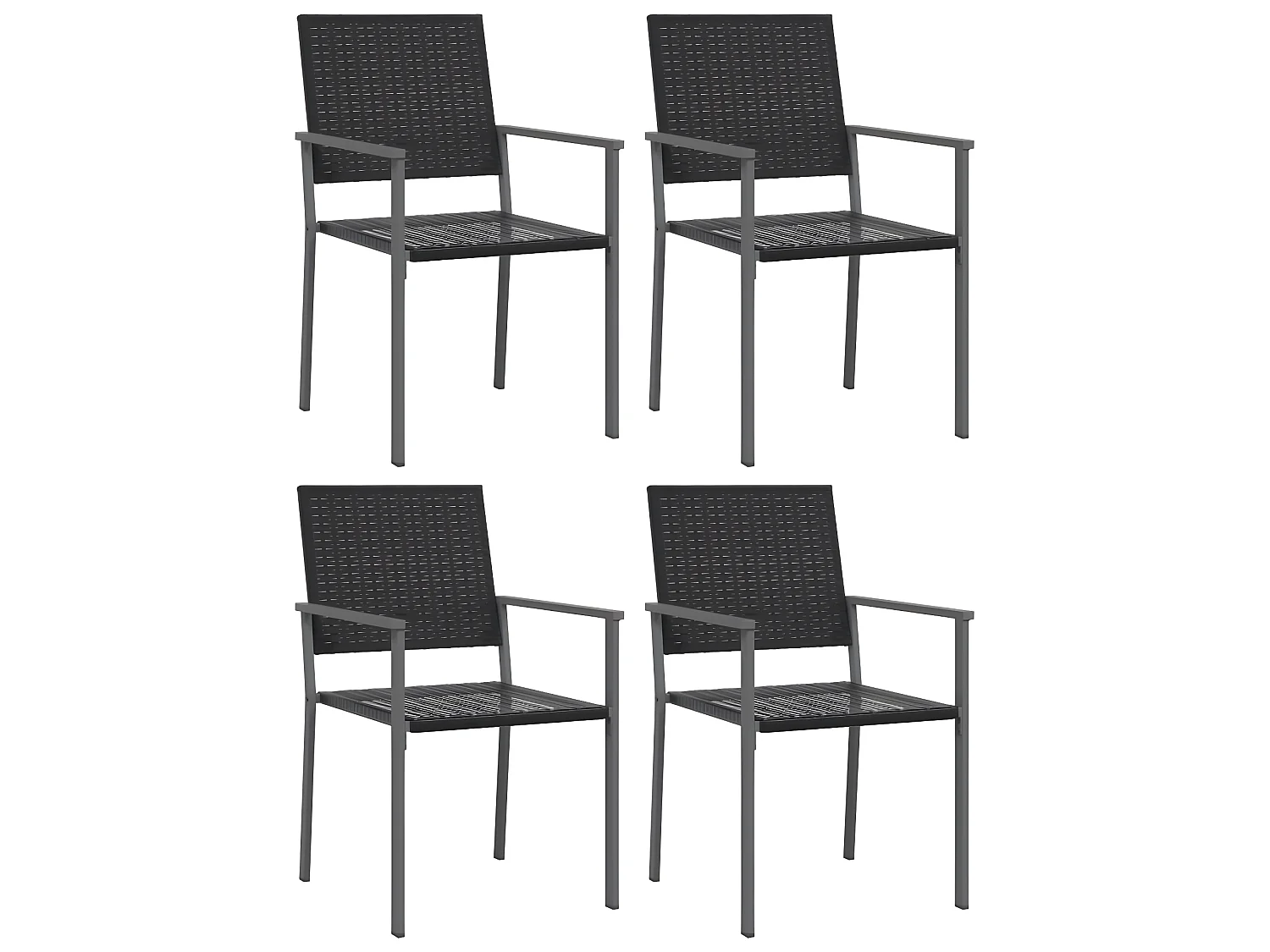 Chaises de jardin lot de 4 noir 54x62,5x89 cm résine tressée SEF27295