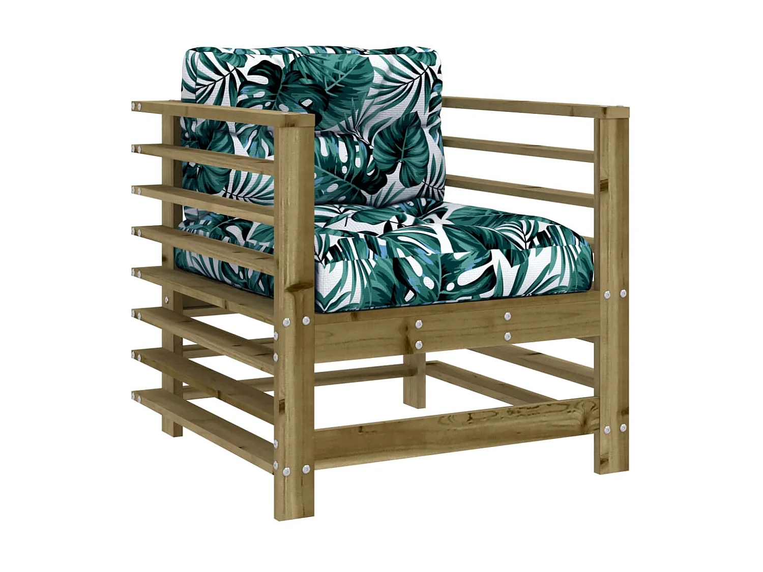 Sillones de jardín con cojines 2 uds madera de pino impregnada ES68259