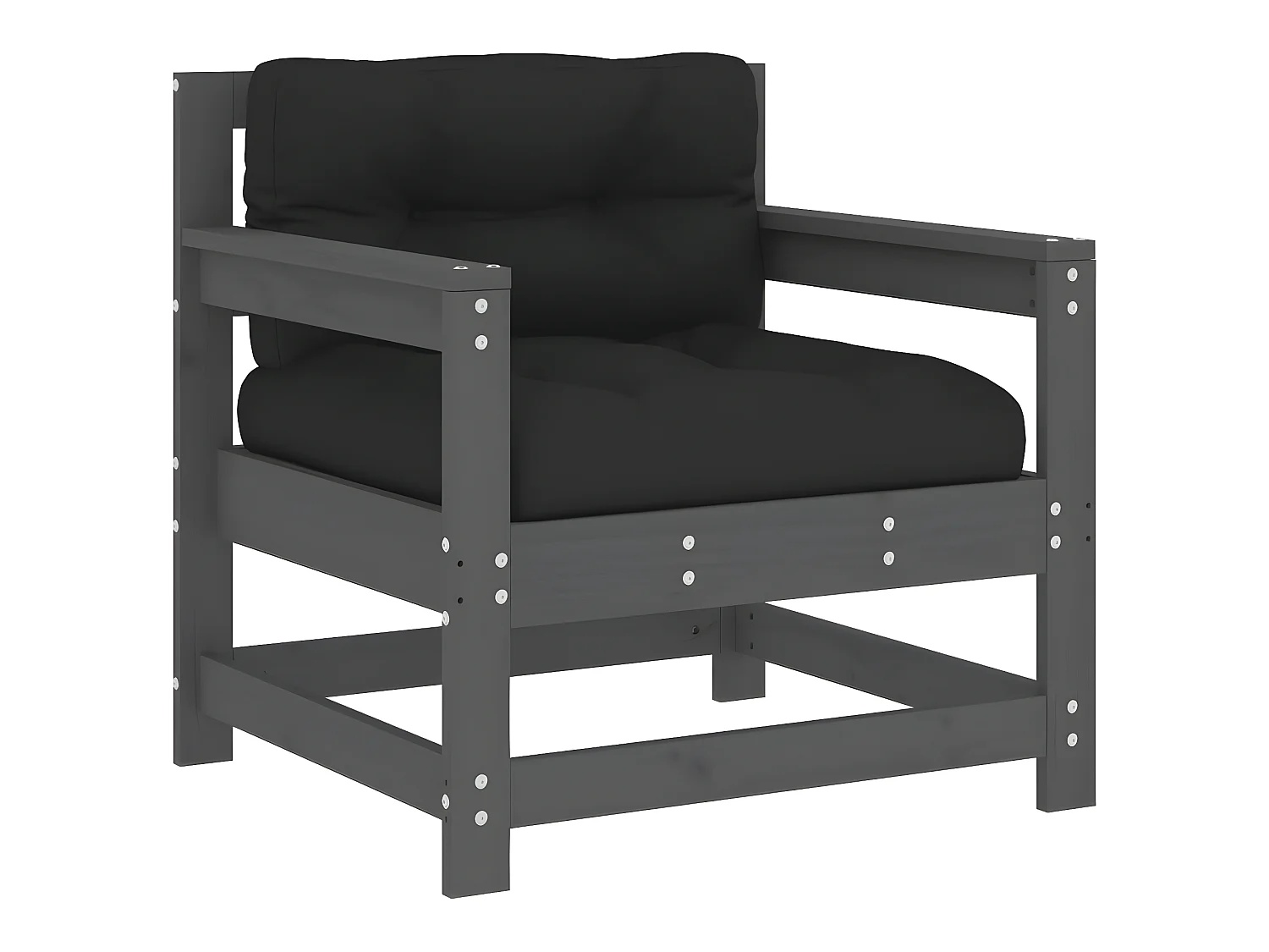 lot de 2 Chaises de jardin avec coussins gris bois de pin massif PWRS47689