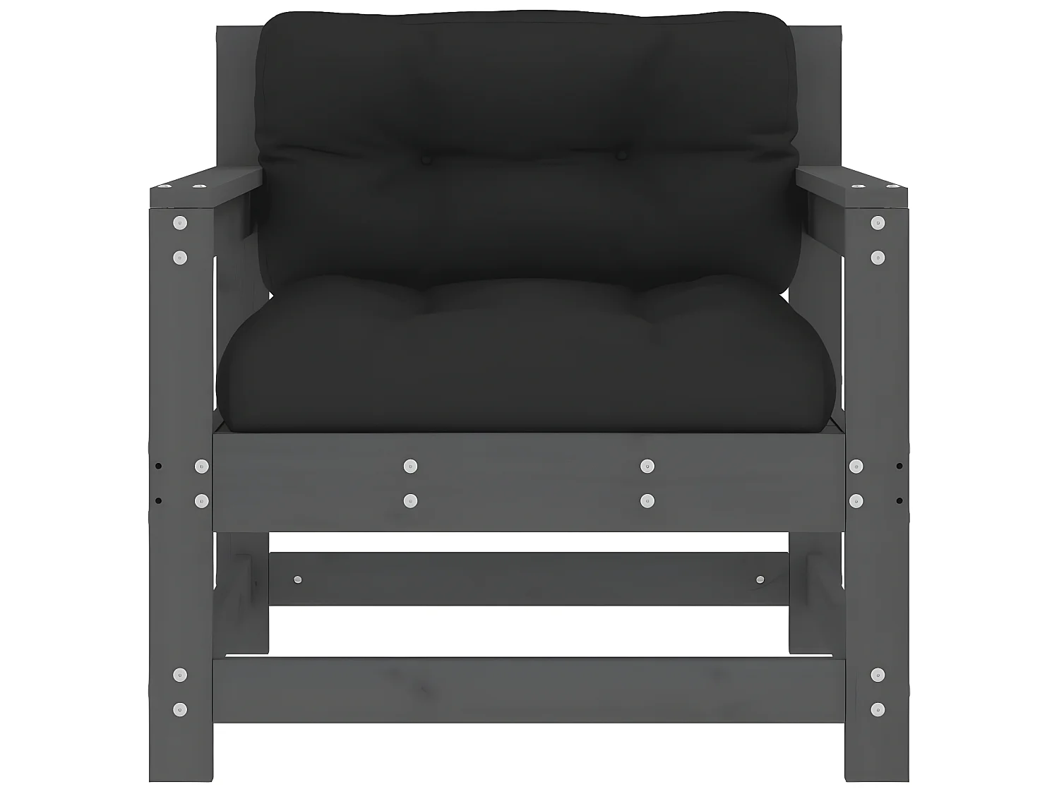 lot de 2 Chaises de jardin avec coussins gris bois de pin massif PWRS47689