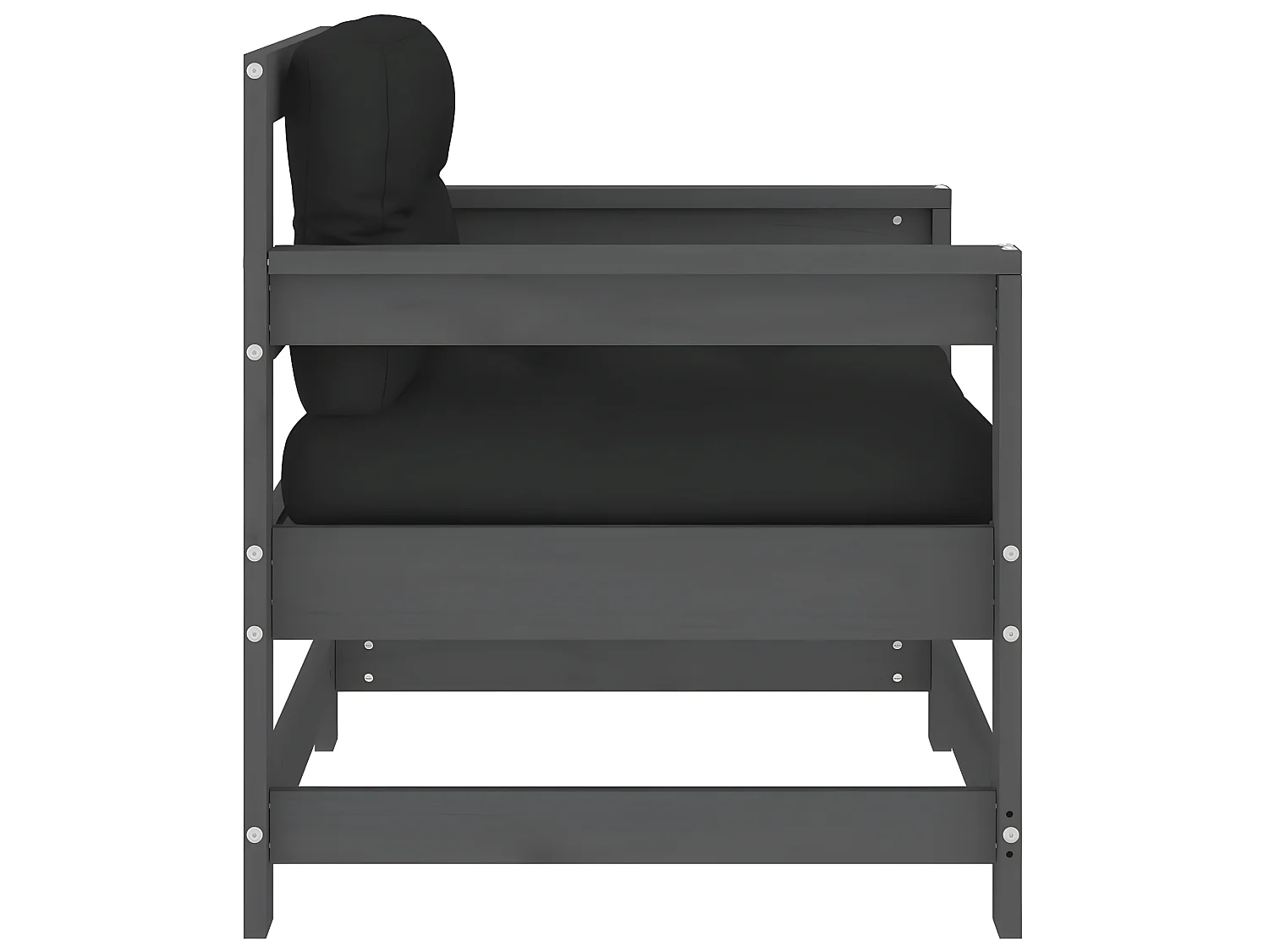 lot de 2 Chaises de jardin avec coussins gris bois de pin massif PWRS47689