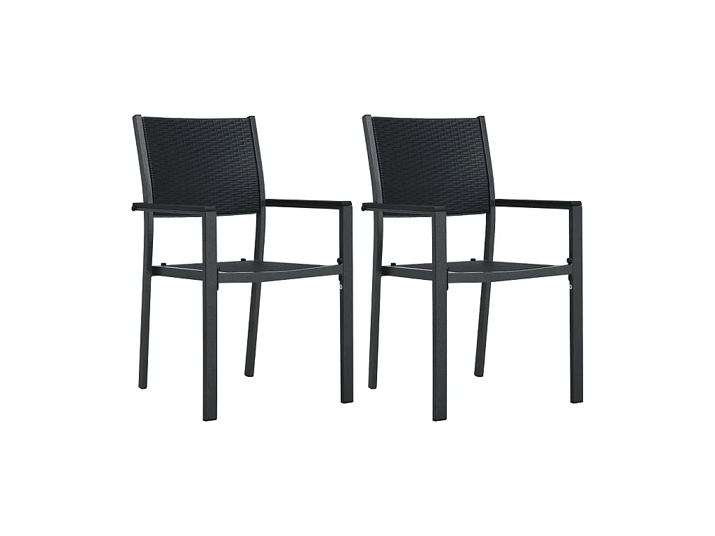 Chaises de jardin 2 pcs Noir Plastique Aspect de rotin SEF85627