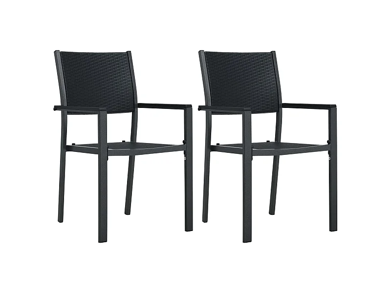 Chaises de jardin 2 pcs Noir Plastique Aspect de rotin SEF85627