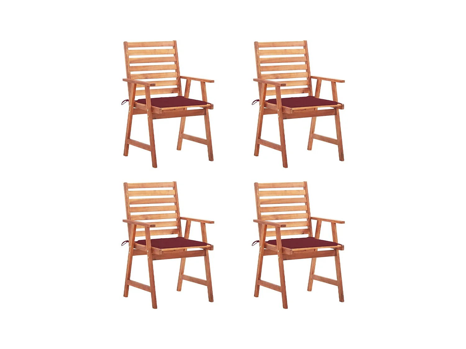 Chaises à dîner d'extérieur 4 pcs avec coussins Acacia massif SEF79052