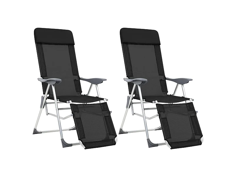 Campingstoelen met voetensteun 2 st inklapbaar textileen zwart NL18638
