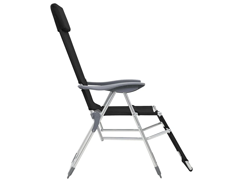 Chaises de camping pliantes et repose-pied 2 pcs noir textilène SEF14705
