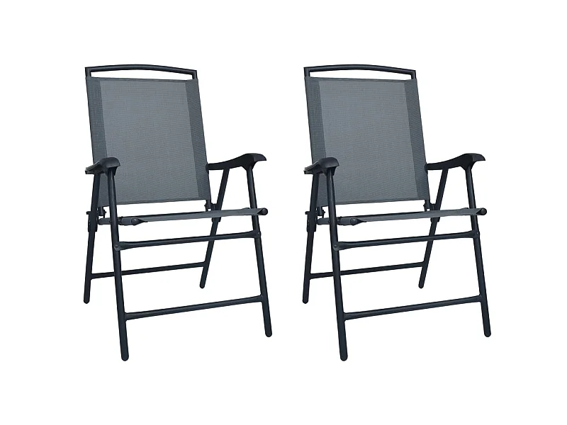 Chaises de jardin pliables 2 pcs Textilène Gris SEF42389
