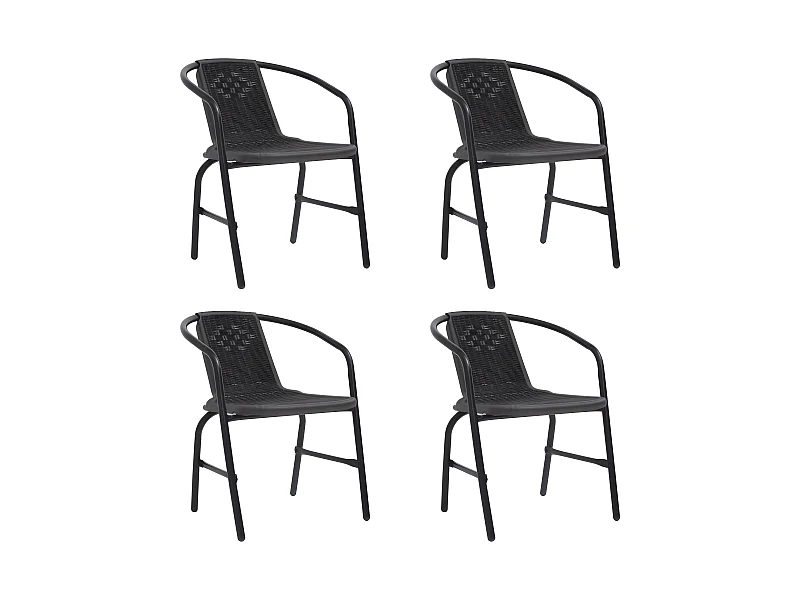 Chaises de jardin 4 pcs Rotin plastique et acier 110 kg SEF82802