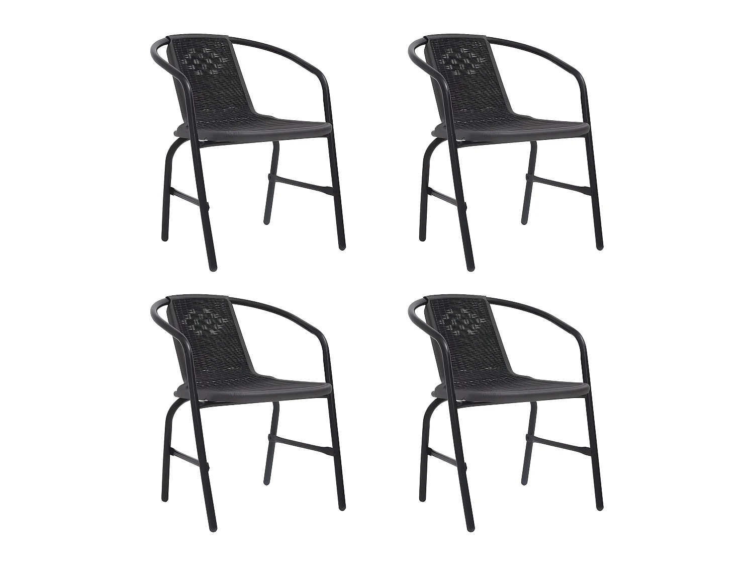 Chaises de jardin 4 pcs Rotin plastique et acier 110 kg SEF82802