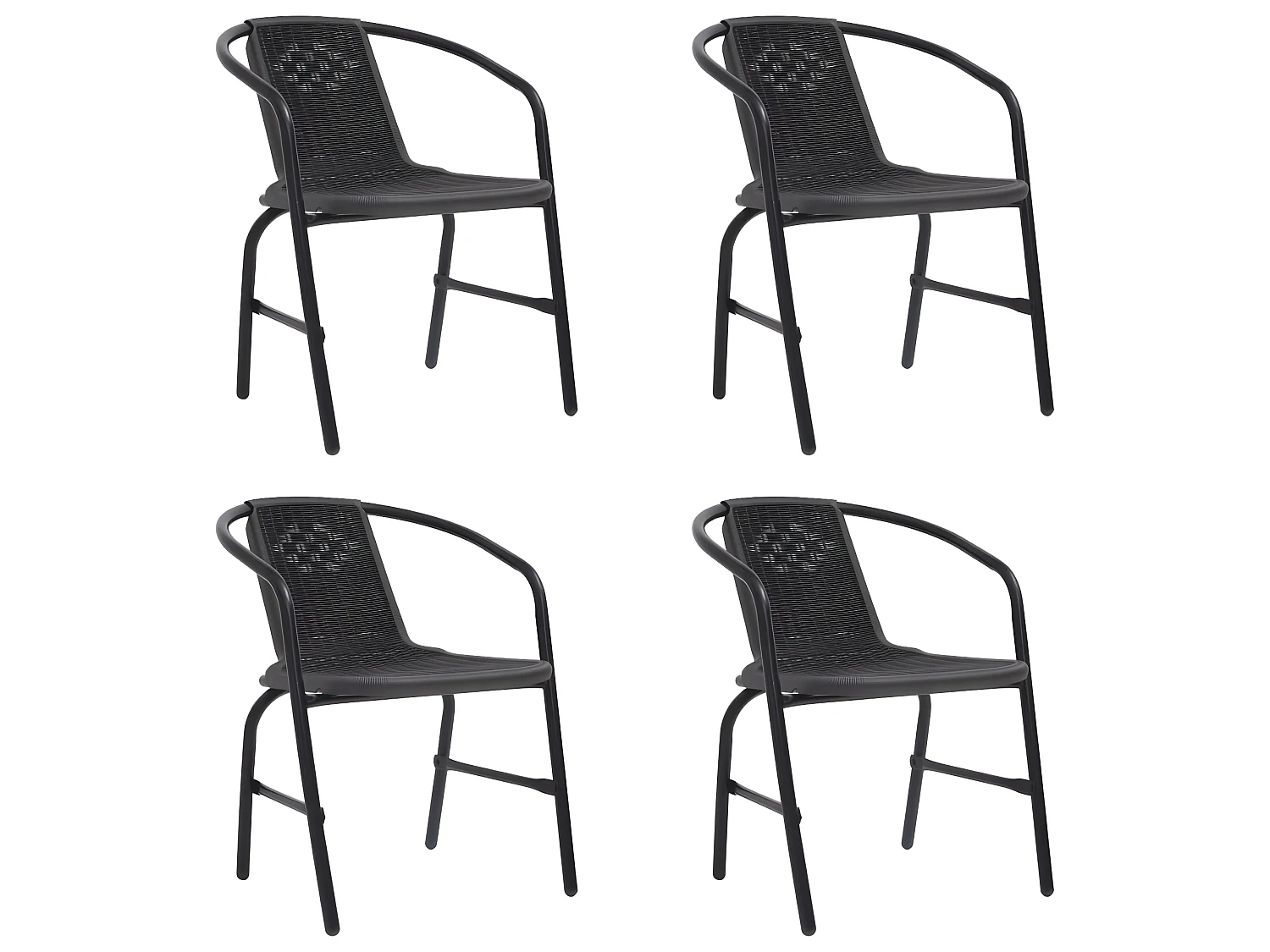 Chaises de jardin 4 pcs Rotin plastique et acier 110 kg SEF82802