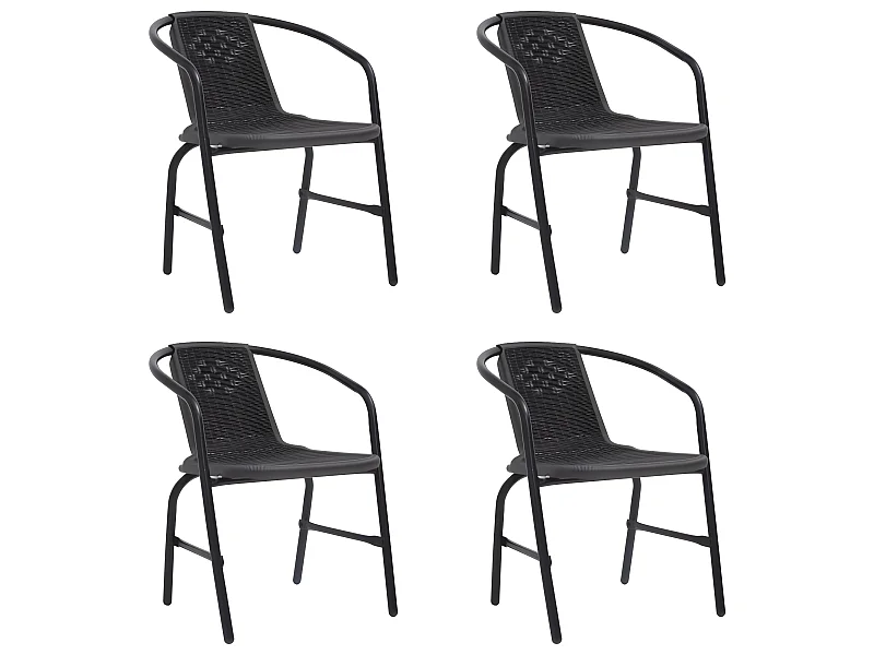 Chaises de jardin 4 pcs Rotin plastique et acier 110 kg SEF82802