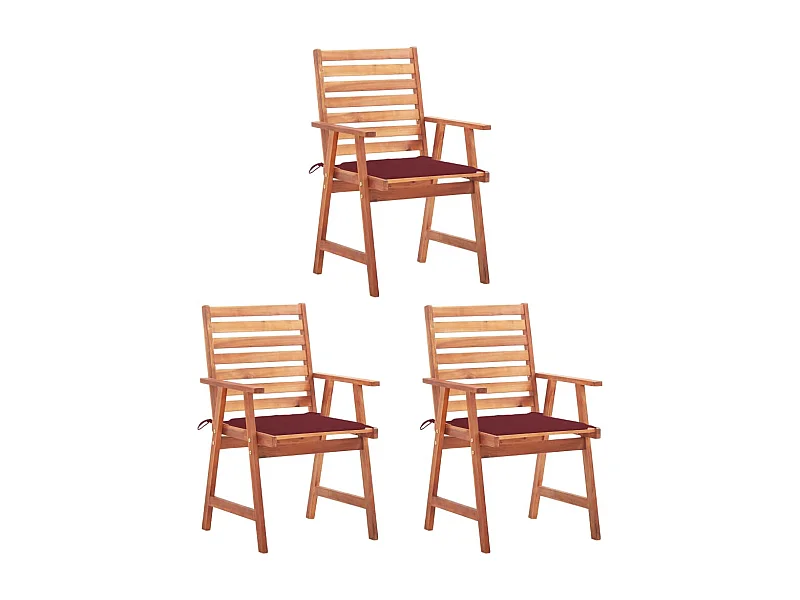 Chaises à dîner d'extérieur 3 pcs avec coussins Acacia massif SEF94956