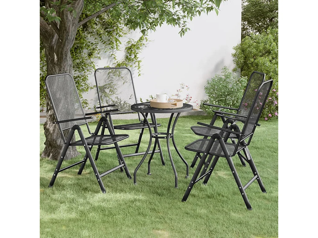 Chaises pliables de jardin 4 pcs Maille métallique Anthracite SEF29965
