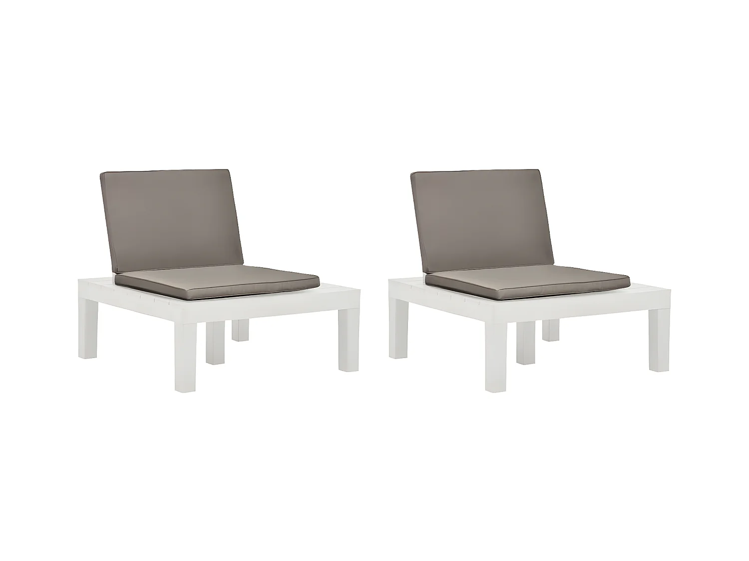 Chaises de salon de jardin et coussins 2 pcs Plastique Blanc SEF97405