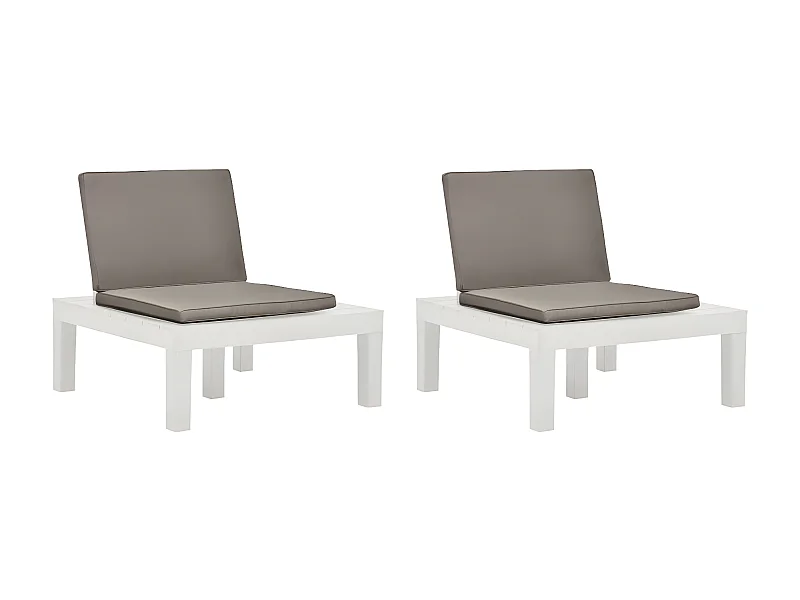 Chaises de salon de jardin et coussins 2 pcs Plastique Blanc SEF97405