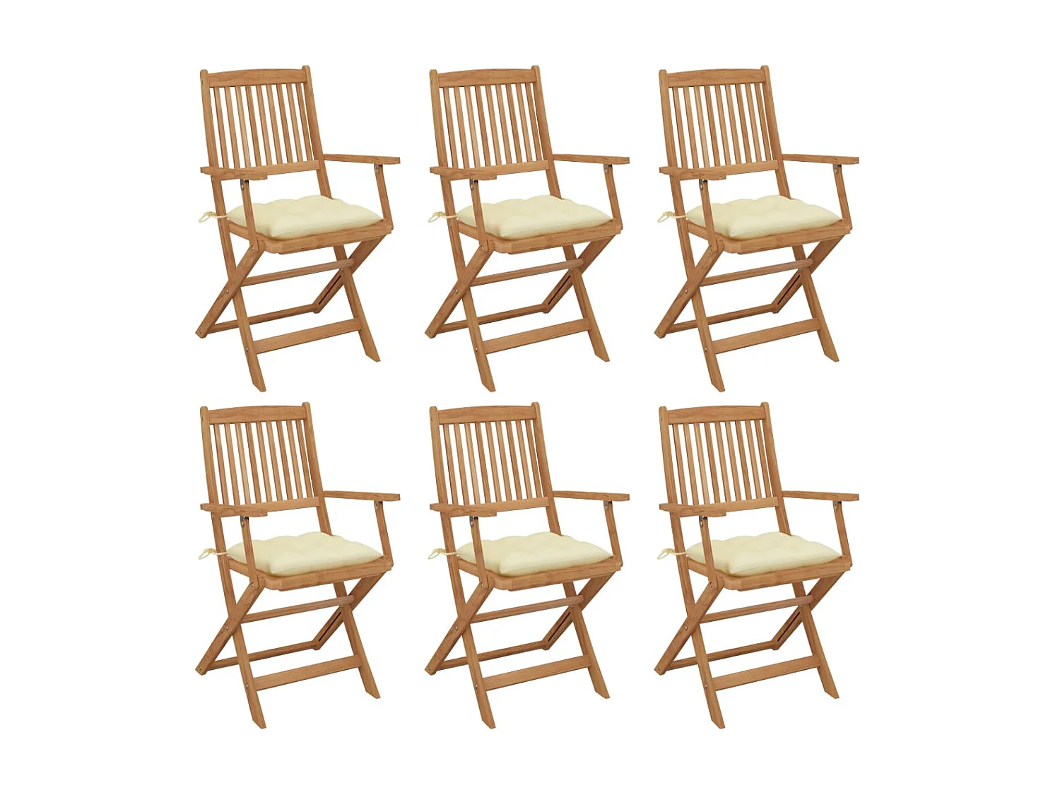 Klappbare Gartenstühle 6 Stk.| Outdoor-Stuhl mit Kissen Massivholz Akazie -gkd661404
