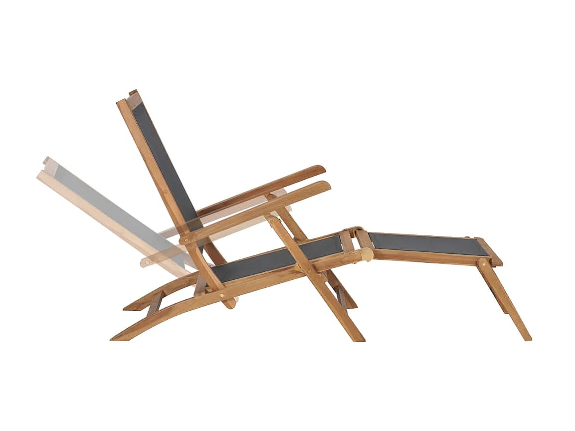 Silla de terraza con reposapiés de madera maciza de teca negra ES19615