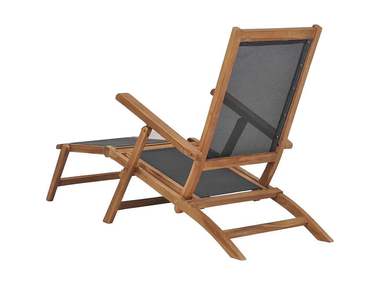 Silla de terraza con reposapiés de madera maciza de teca negra ES19615