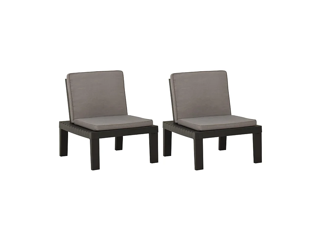 Chaises de salon de jardin avec coussins 2 pcs Plastique Gris SEF58283