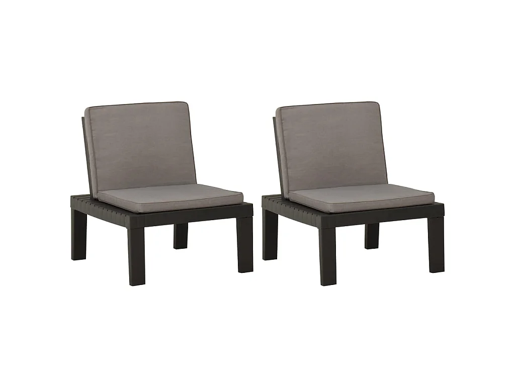 Chaises de salon de jardin avec coussins 2 pcs Plastique Gris SEF58283