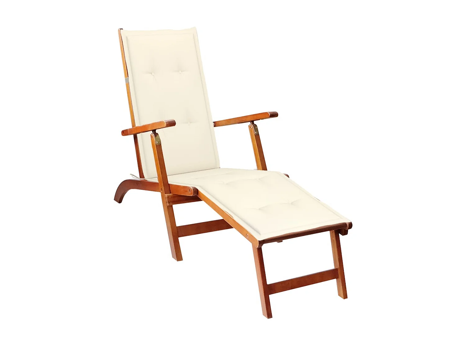 Chaise de terrasse avec repose-pied et coussin Acacia solide SEF53812