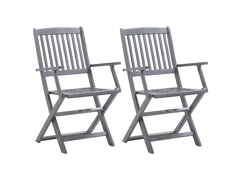 Chaises pliables d'extérieur 2 pcs avec coussins Bois d'acacia SEF86515
