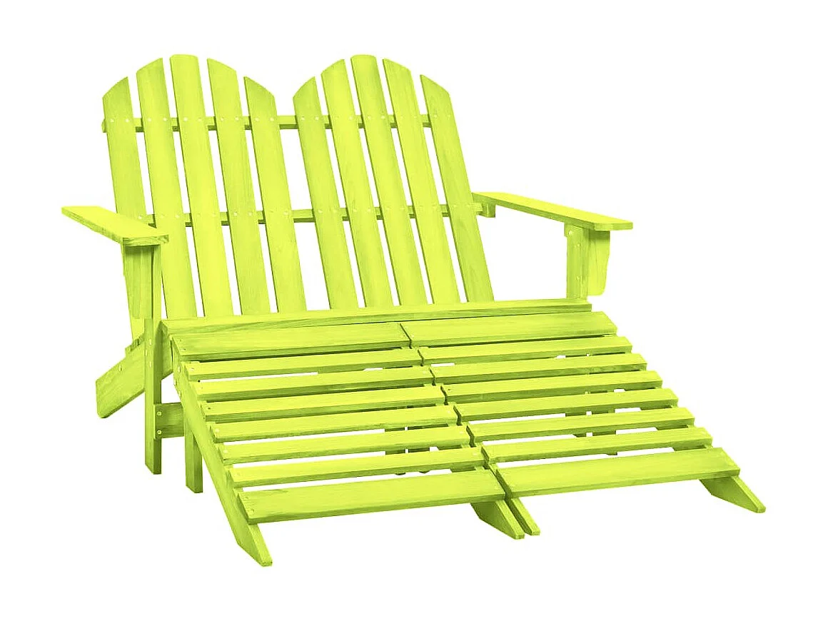 Silla Adirondack de jardín 2 plazas madera maciza abeto verde ES20438